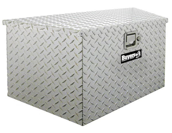 1701380 – BUYERS PROD Tool Box, Trailer Tongue Single Lid Diamond Tread Bright Aluminum 34 Inch Width (Back) 22-1/2 I...